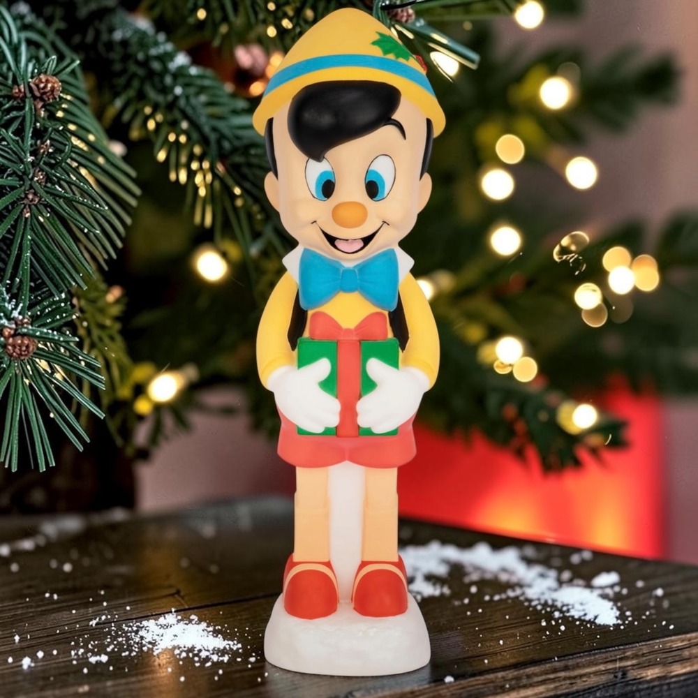 Disney Blow Mold Decor Pinocchio With Christmas Gift 22in